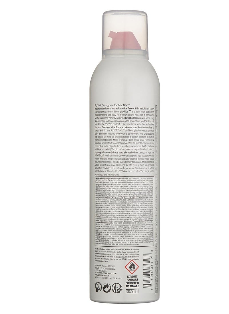 RUSK Designer Collection Thicker Thickening Mousse for Fine or Thin Hair, 8.8 Oz, Thickening Mousse that Provides Body, Texture, and Hold Without Buildup