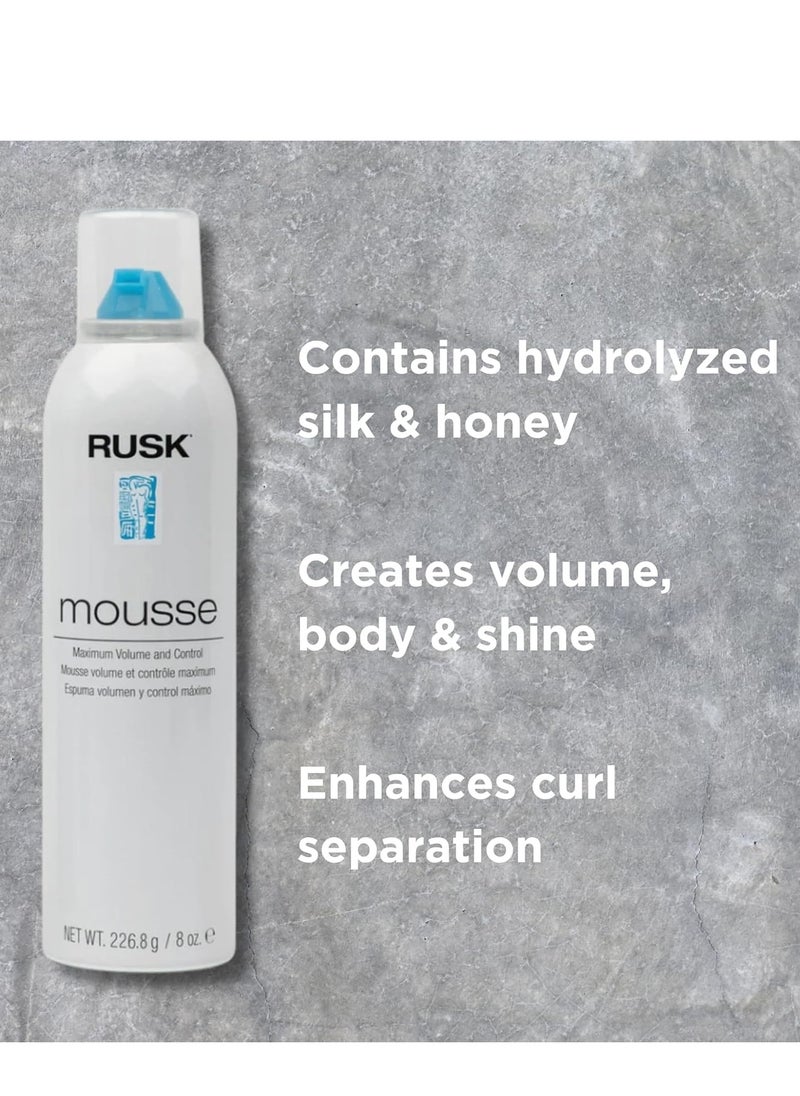 RUSK Designer Collection Mousse Maximum Volume and Control, Firm-Holding Styling Mousse, 8.8 Ounce