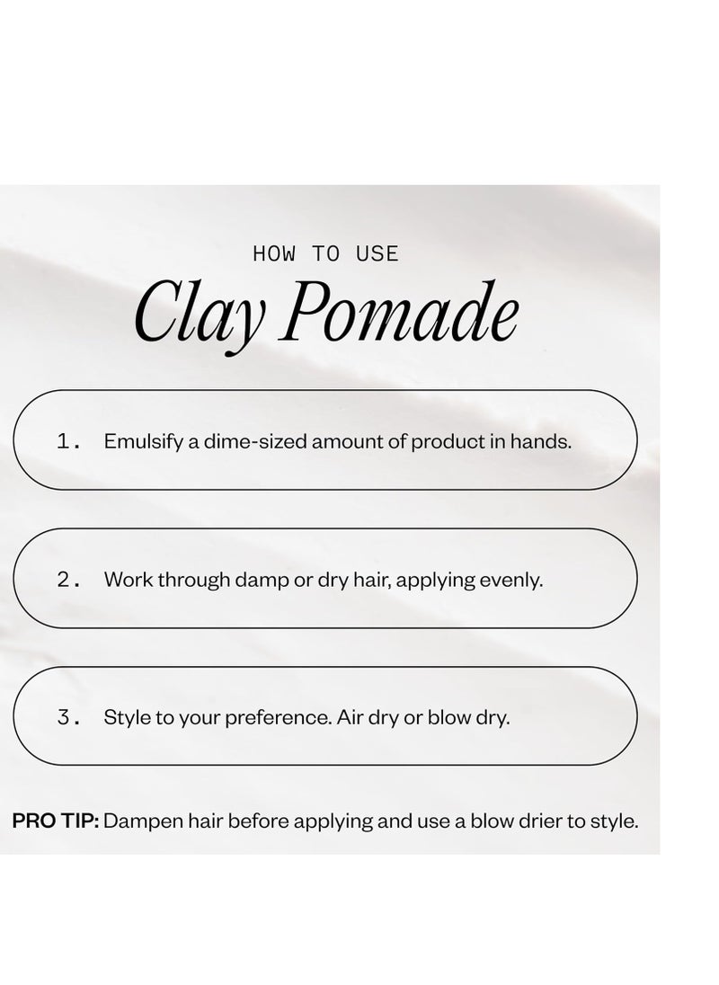 Firsthand Supply Clay Pomade - Clean & Non-toxic Hair Care Ingredients - Long Lasting & Easy to Restyle - 3oz (88ml)