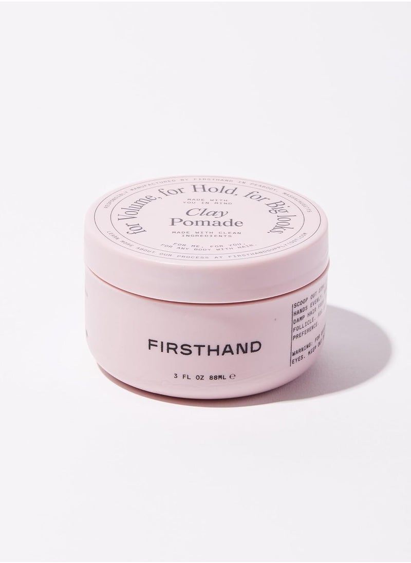Firsthand Supply Clay Pomade - Clean & Non-toxic Hair Care Ingredients - Long Lasting & Easy to Restyle - 3oz (88ml)