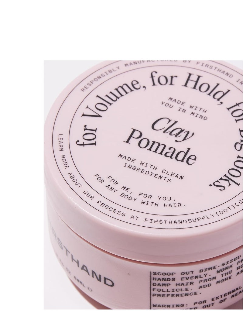 Firsthand Supply Clay Pomade - Clean & Non-toxic Hair Care Ingredients - Long Lasting & Easy to Restyle - 3oz (88ml)