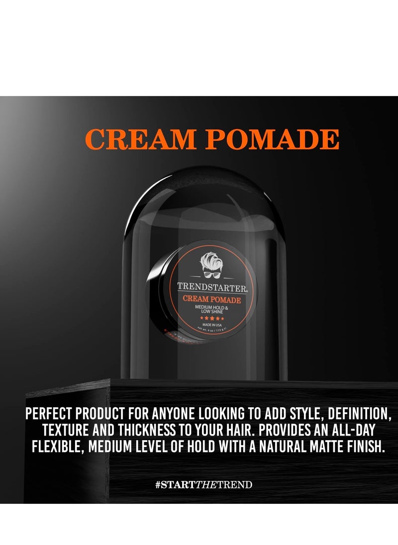 TRENDSTARTER - CREAM POMADE (4oz) - Medium Hold - Low Shine - Water-Based All-Day Hold Premium Hair Styling Putty Products