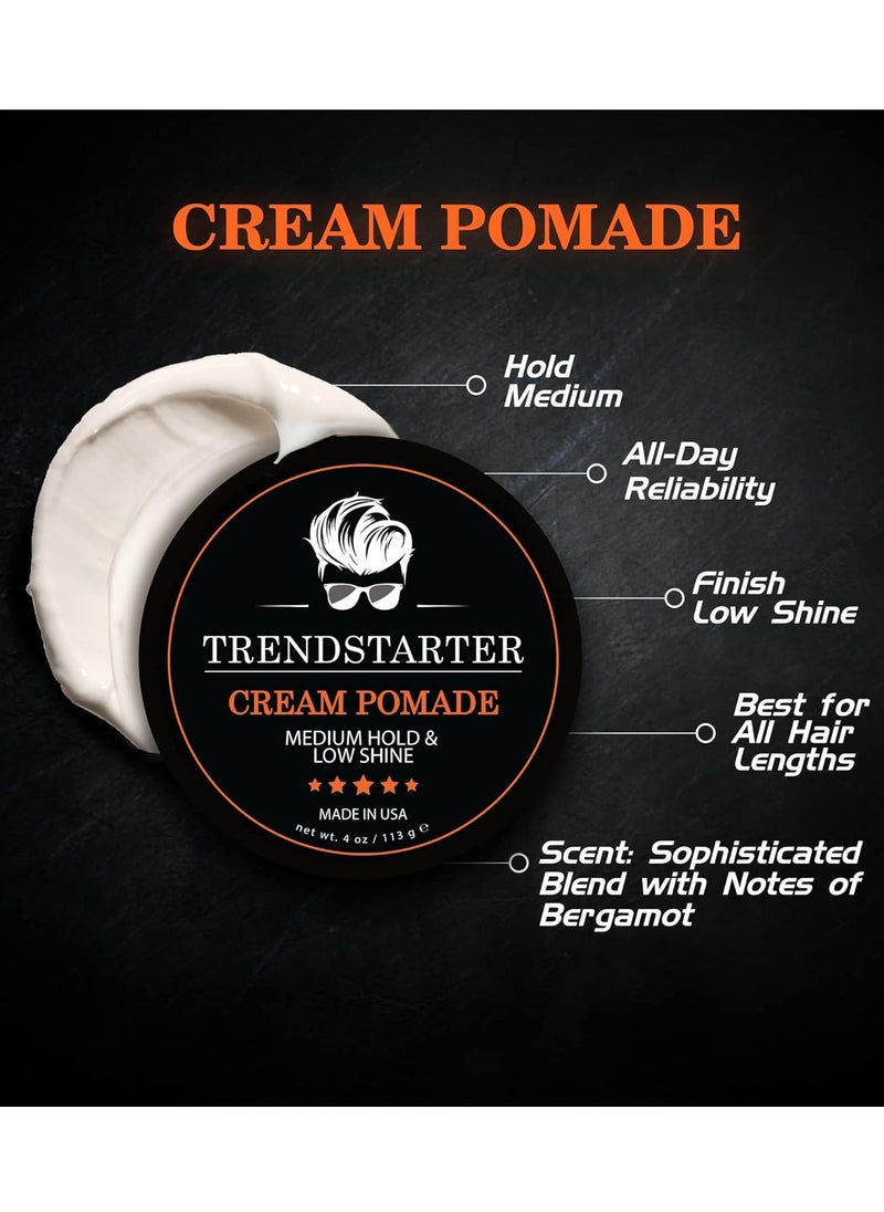 TRENDSTARTER - CREAM POMADE (4oz) - Medium Hold - Low Shine - Water-Based All-Day Hold Premium Hair Styling Putty Products