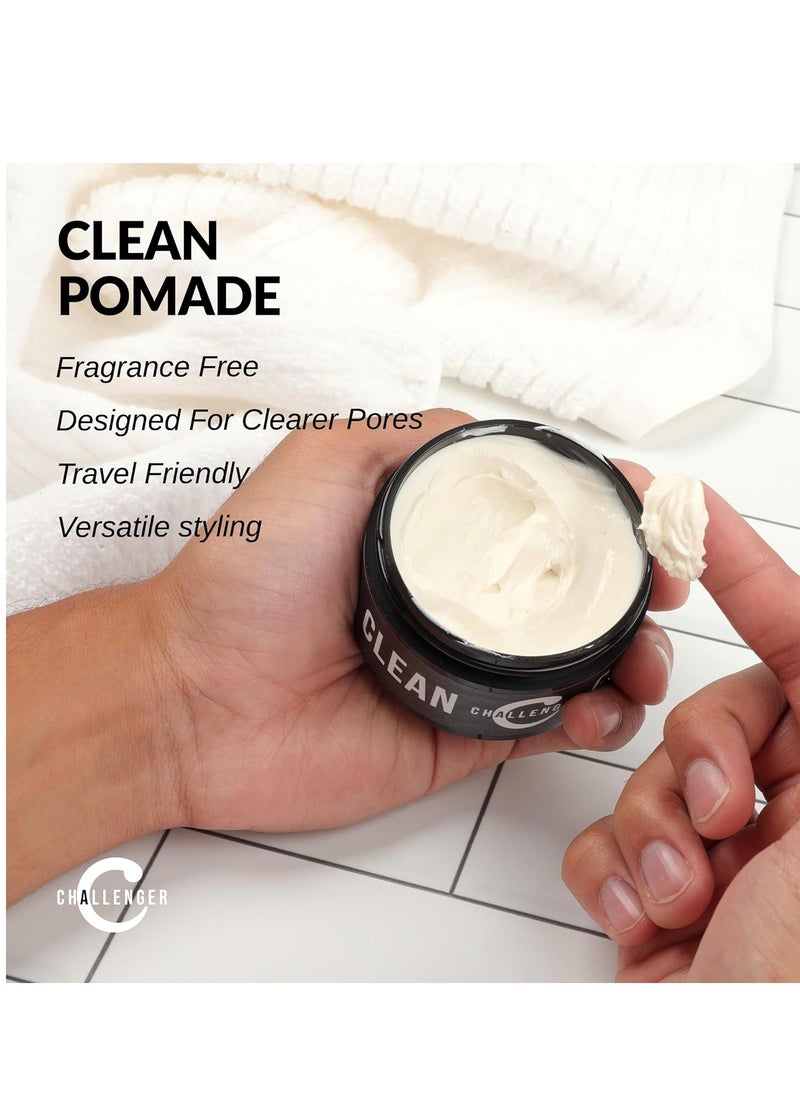 Challenger Fragrance Free Cream Pomade | Non-Comedogenic Styling Product | Unscented Hair Gel | Medium Firm Hold & Clean Ingredients | 3oz