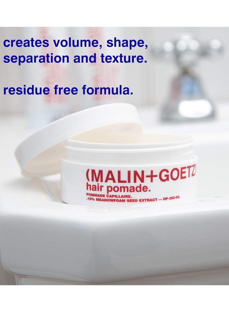 Malin + Goetz Hair Pomade, 2 oz. — Men & Women Hair Styling Product for All Hair Types or Textures, Lightweight All Day Hold, Natural Fragrance & Color, Cruelty-Free & Vegan. 2 fl oz