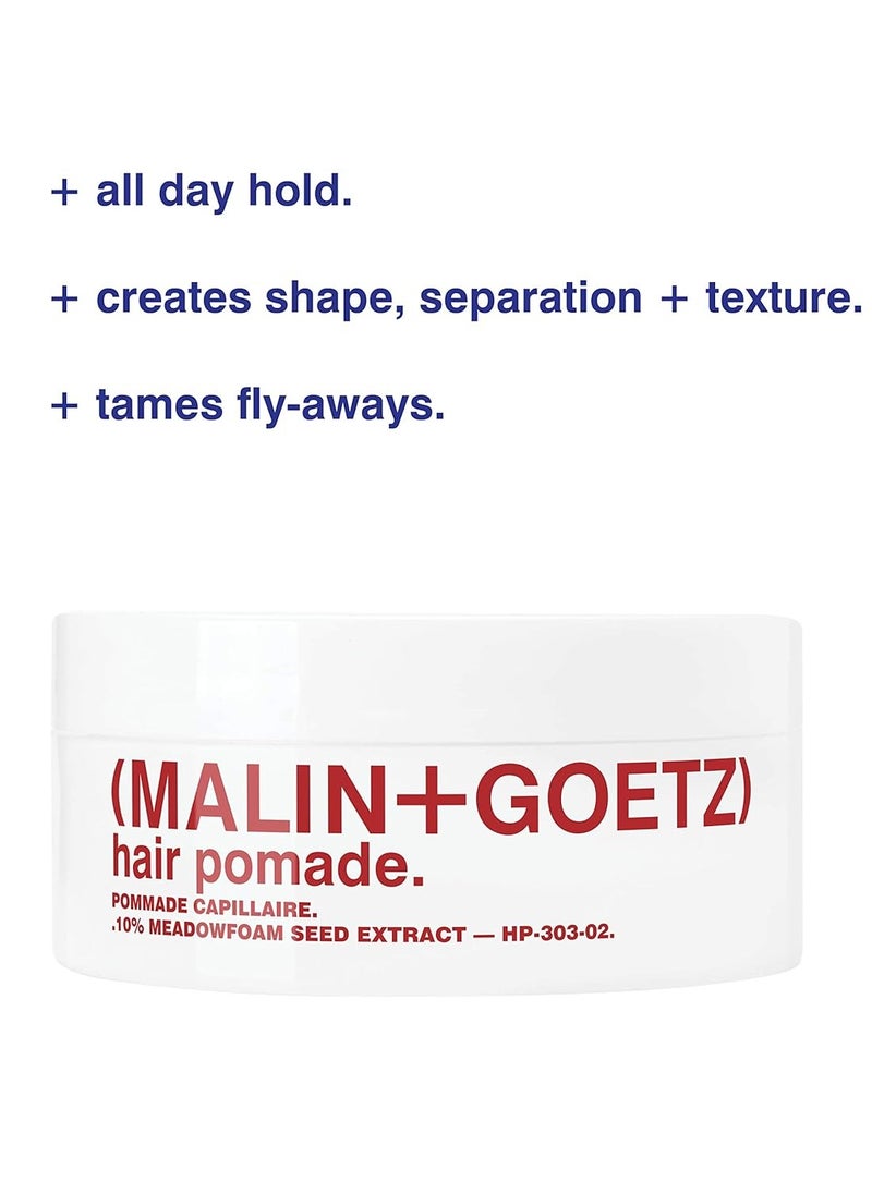Malin + Goetz Hair Pomade, 2 oz. — Men & Women Hair Styling Product for All Hair Types or Textures, Lightweight All Day Hold, Natural Fragrance & Color, Cruelty-Free & Vegan. 2 fl oz