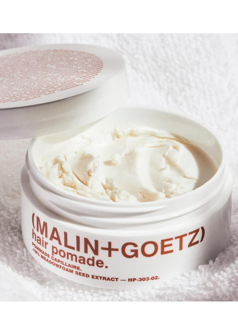 Malin + Goetz Hair Pomade, 2 oz. — Men & Women Hair Styling Product for All Hair Types or Textures, Lightweight All Day Hold, Natural Fragrance & Color, Cruelty-Free & Vegan. 2 fl oz