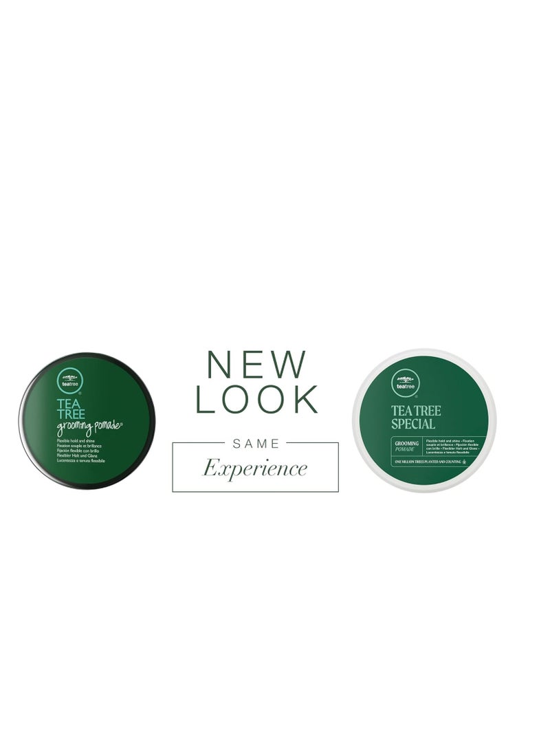 Tea Tree Grooming Pomade, Flexible Hold + Shine, For All Hair Types, Especially Wavy + Curly, 3 oz.