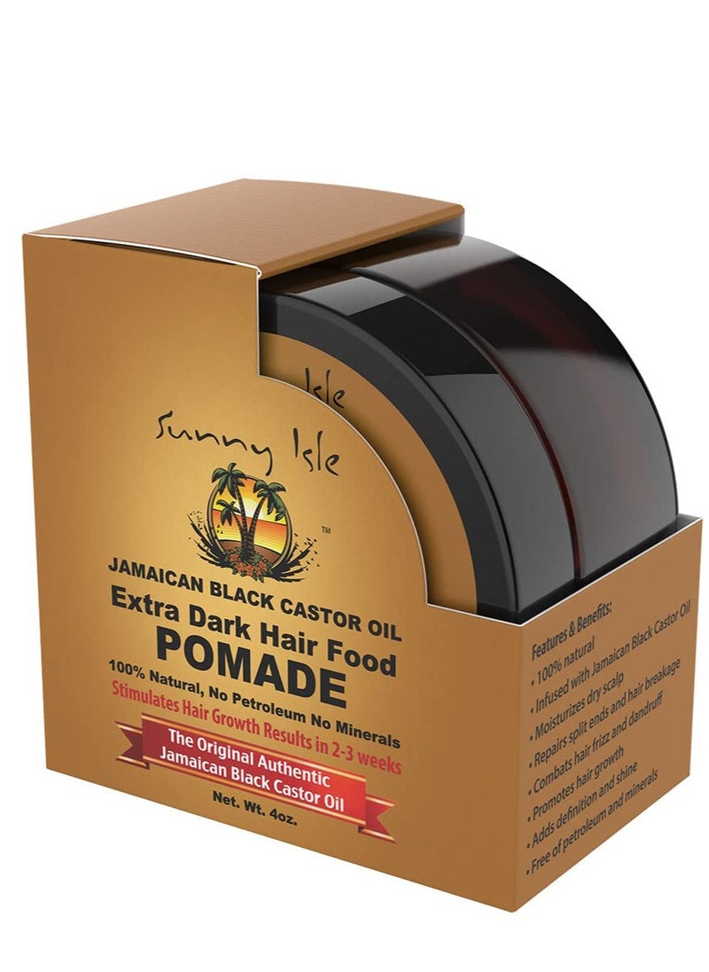 Sunny Isle Extra Dark Jamaican Black Castor Oil Hair Food Pomade, 4 oz | For Dry Scalp, Hair Breakage, Split Ends, Frizz Control & Dandruff