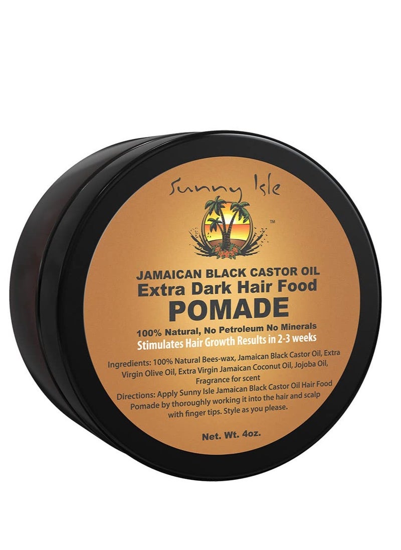 Sunny Isle Extra Dark Jamaican Black Castor Oil Hair Food Pomade, 4 oz | For Dry Scalp, Hair Breakage, Split Ends, Frizz Control & Dandruff