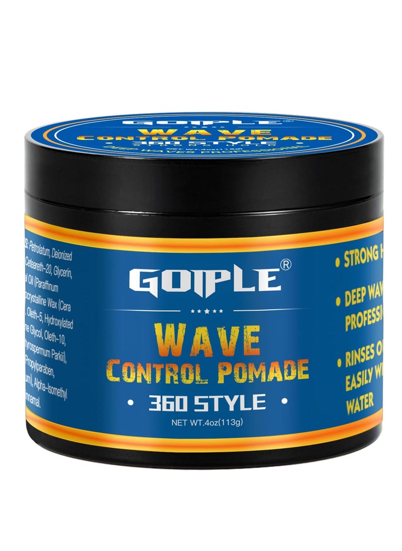 Natural Wave Pomade for Men Strong Hold, Easy Wash 360 Wave Training Hair Cream, Waves Grease for Men Water-Based Hair Cream for Wave, Moisture, Control and Silky Shine, Wave Pomade for Black Men 4ozc