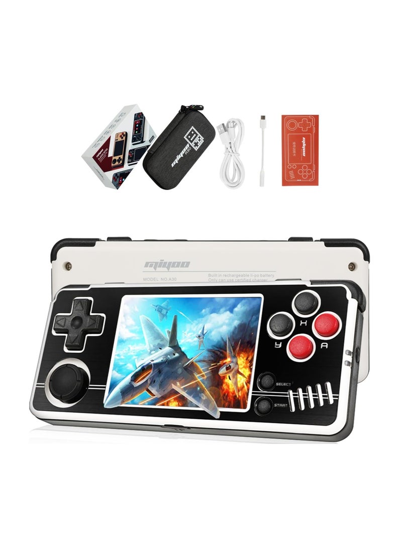 A30 Handheld Game Console 2.8-inch 640*480 IPS Screen 2600mAh Compatible with WiFi Multiplayer Portable Case(Black White)
