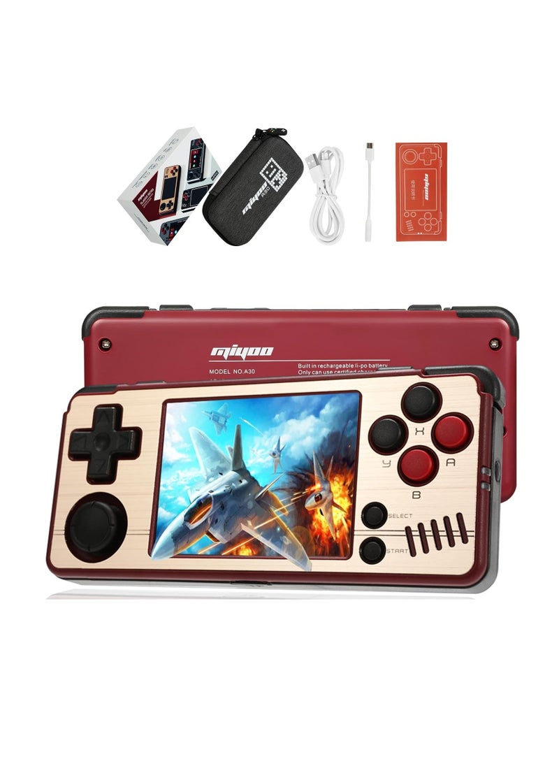 A30 Handheld Game Console 2.8-inch 640*480 IPS Screen 2600mAh Compatible with WiFi Multiplayer Portable Case(Gold Red)