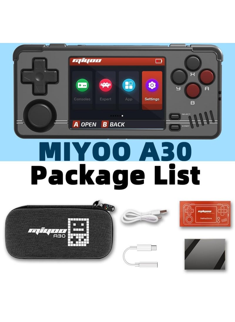 A30 Handheld Game Console 2.8-inch 640*480 IPS Screen 2600mAh Compatible with WiFi Multiplayer Portable Case(Black)