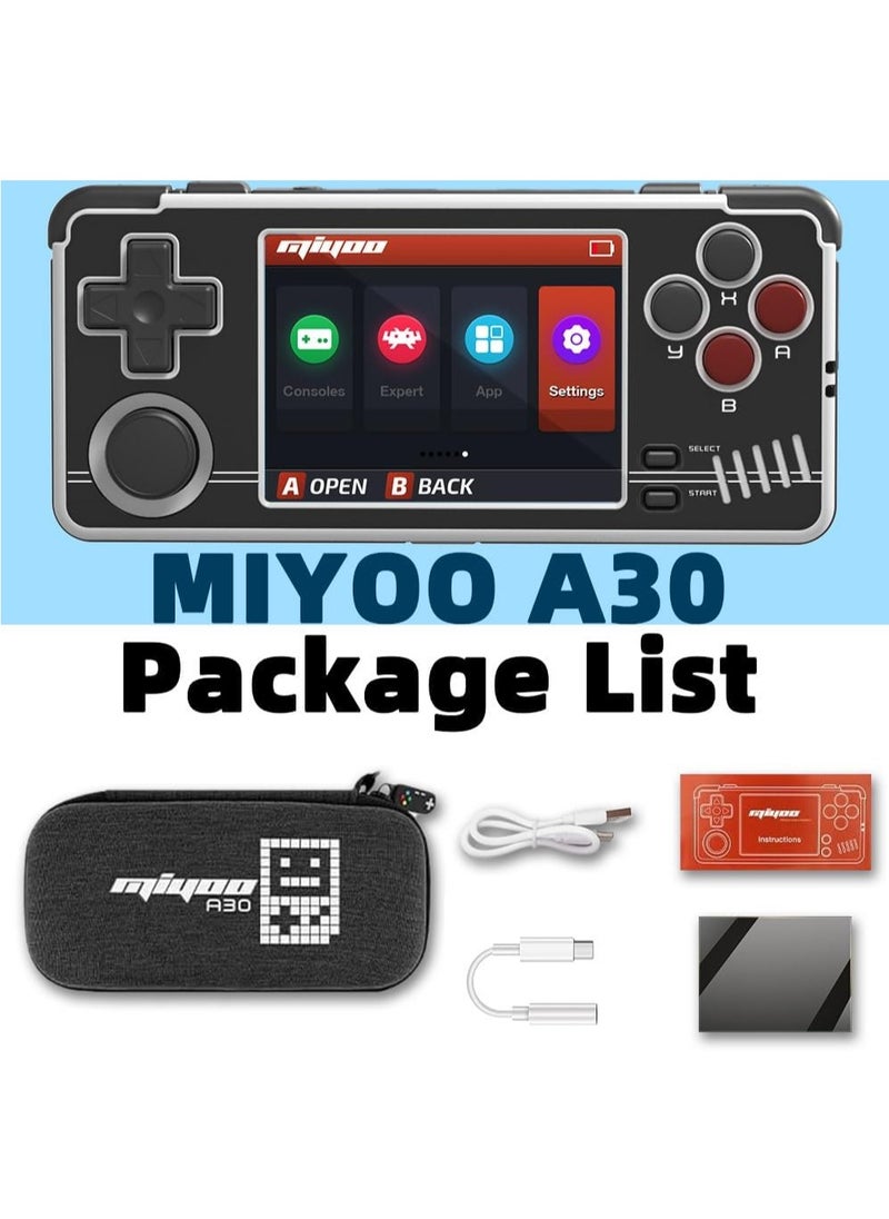 A30 Handheld Game Console 2.8-inch 640*480 IPS Screen 2600mAh Compatible with WiFi Multiplayer Portable Case(Black White)