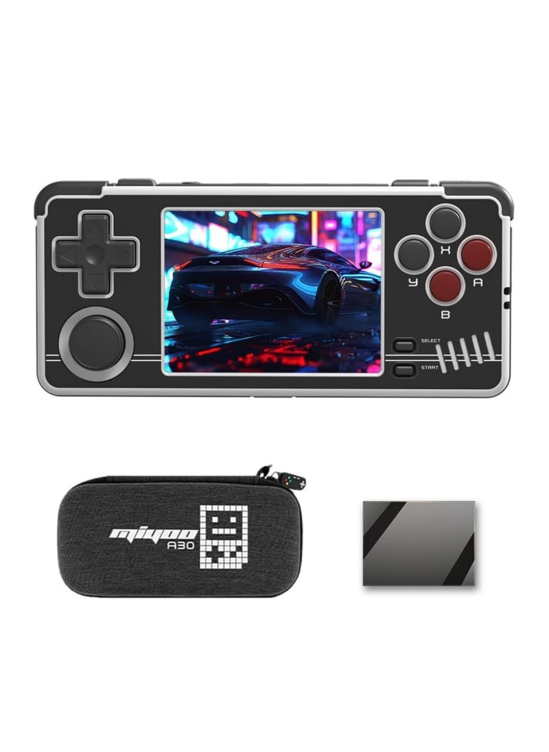 A30 Handheld Game Console 2.8-inch 640*480 IPS Screen 2600mAh Compatible with WiFi Multiplayer Portable Case(Black White)