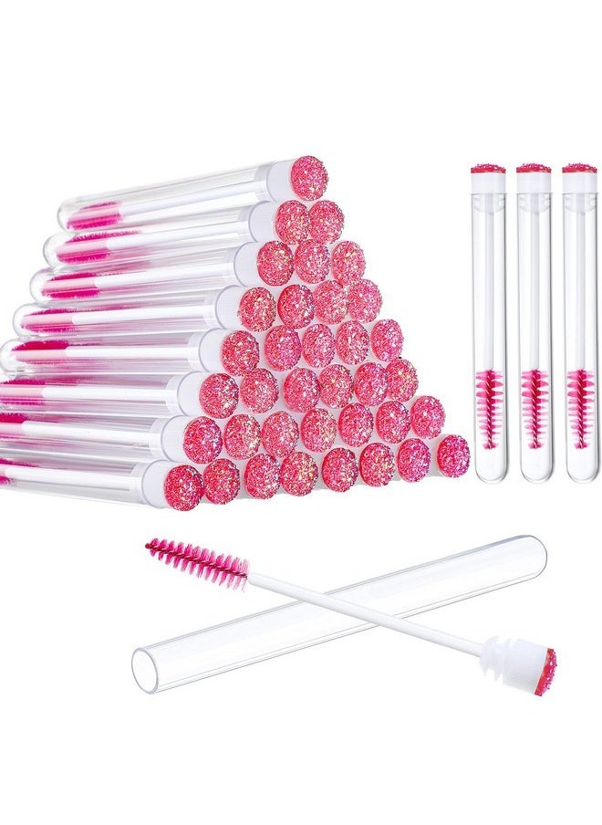 80 Pieces Disposable Mascara Brushes Tubes Set, 40 Pieces Empty Mascara Wand Tube With 40 Pieces Eyelash Brush Makeup Tool Cleaning Brush For Eyelash Extension (Pink Snowflake Style)