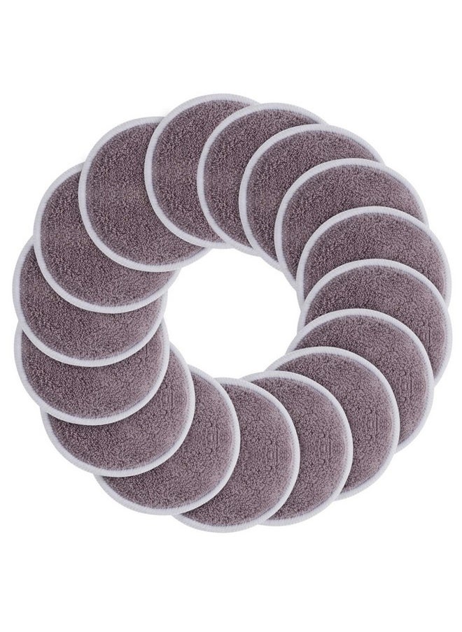Reusable Makeup Remover Pads For Face,Eye,Lips 16 Pack Microfiber Face Cleansing Gloves Washable With Laundry Bag And Travel Bag Rounds Toner Pads (Round 3.15Inchx16, Dpurple)