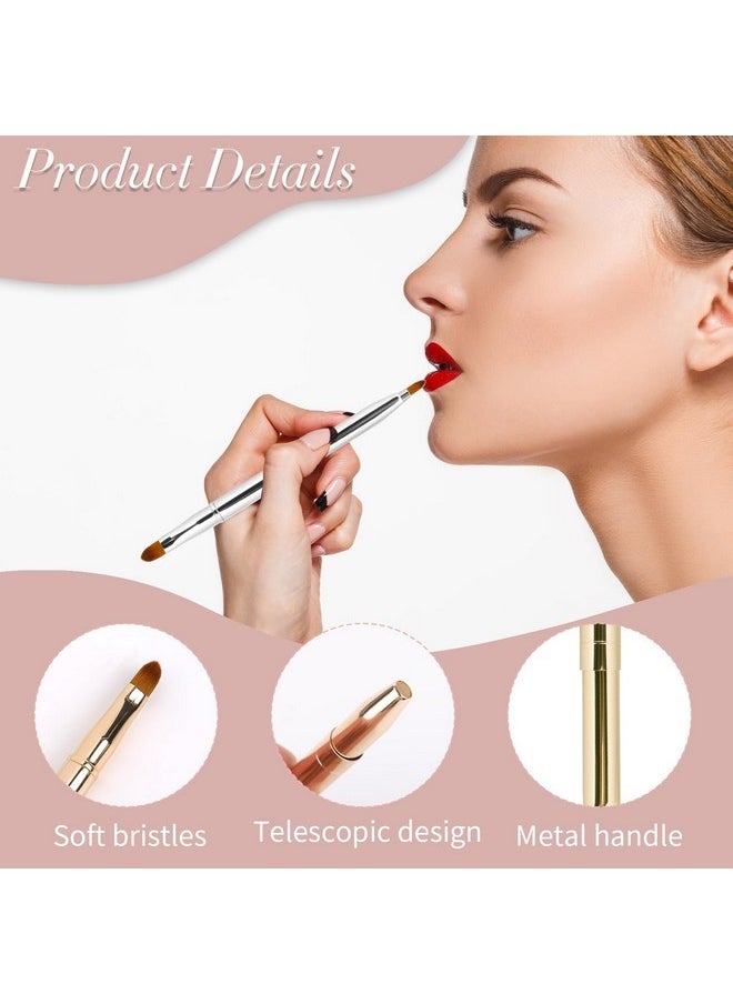 2 Pack Retractable Lip Brush For Lipstick Lip Gloss Double-Ended Lip Makeup Brushes With Cap Lipstick Brush Lip Balm Applicator Travel