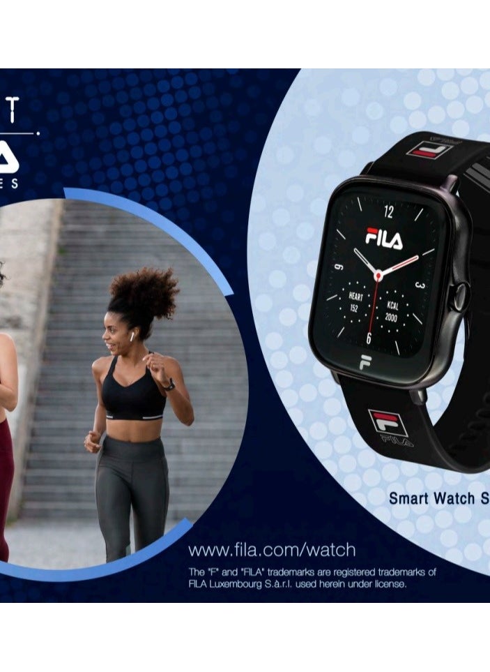 Fila Unisex Smart watch With Black Silicone Strap, SW/24B, size 45mm