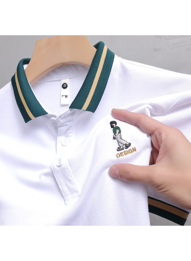 Summer New Men's Short-sleeved T-shirt Embroidered Lapel Large Size Polo Shirt Young and Middle-aged Casual Half-sleeved Men's Top