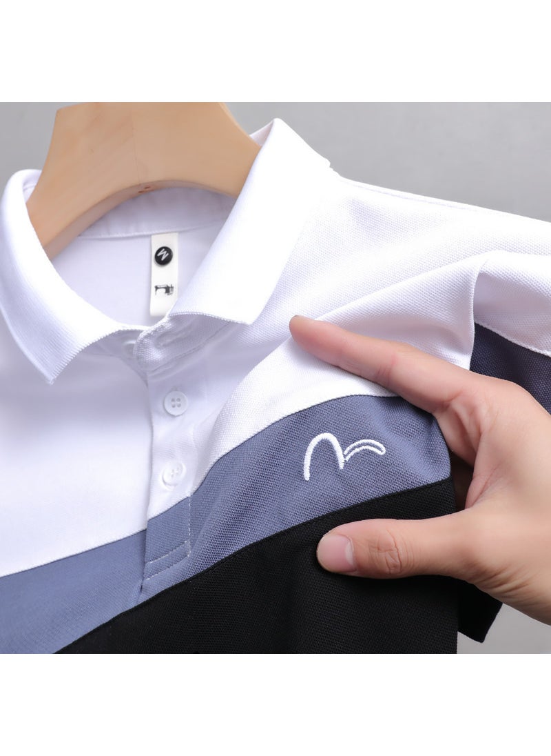 Summer New Men's Short-sleeved T-shirt Embroidered Lapel Large Size Polo Shirt Young and Middle-aged Casual Half-sleeved Men's Top