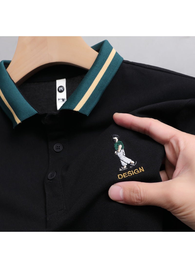 Summer New Men's Short-sleeved T-shirt Embroidered Lapel Large Size Polo Shirt Young and Middle-aged Casual Half-sleeved Men's Top