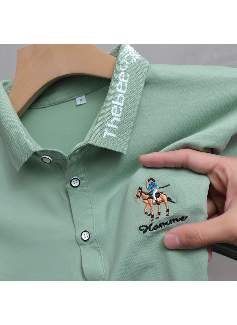 Summer New Men's Short-sleeved T-shirt Embroidered Lapel Large Size Polo Shirt Young and Middle-aged Casual Half-sleeved Men's Top