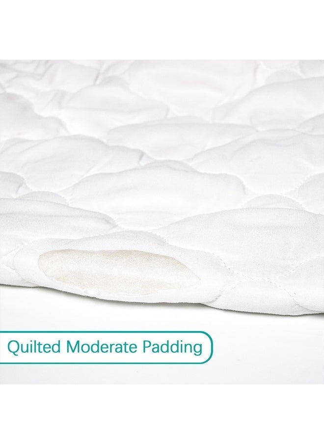 Crib Mattress Protector Sheets Fitted Waterproof Crib Mattress Pad Cover, Noiseless & Machine Wash 100% Absorbent Crib/Toddler Mattress Protector Sheet Quilted, White, 52
