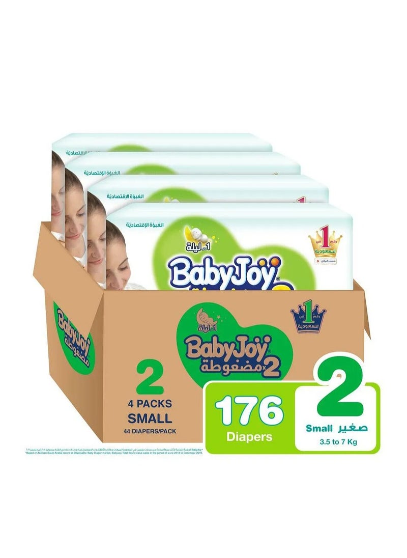 BabyJoy Olive Pants, Diapers, Mega Box, Size 2, Pack of 4 - 44 Diapers Each