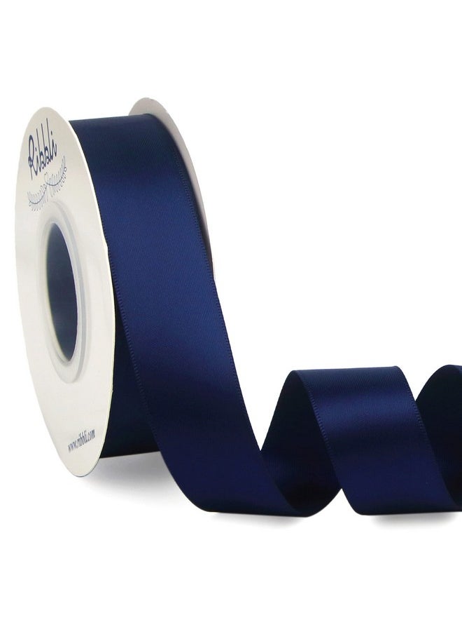 Navy Double Faced Satin Ribbon 1” X Continuous 25 Yards Use For Bows Bouquet Gift Wrapping Baby Shower Floral Arrangement