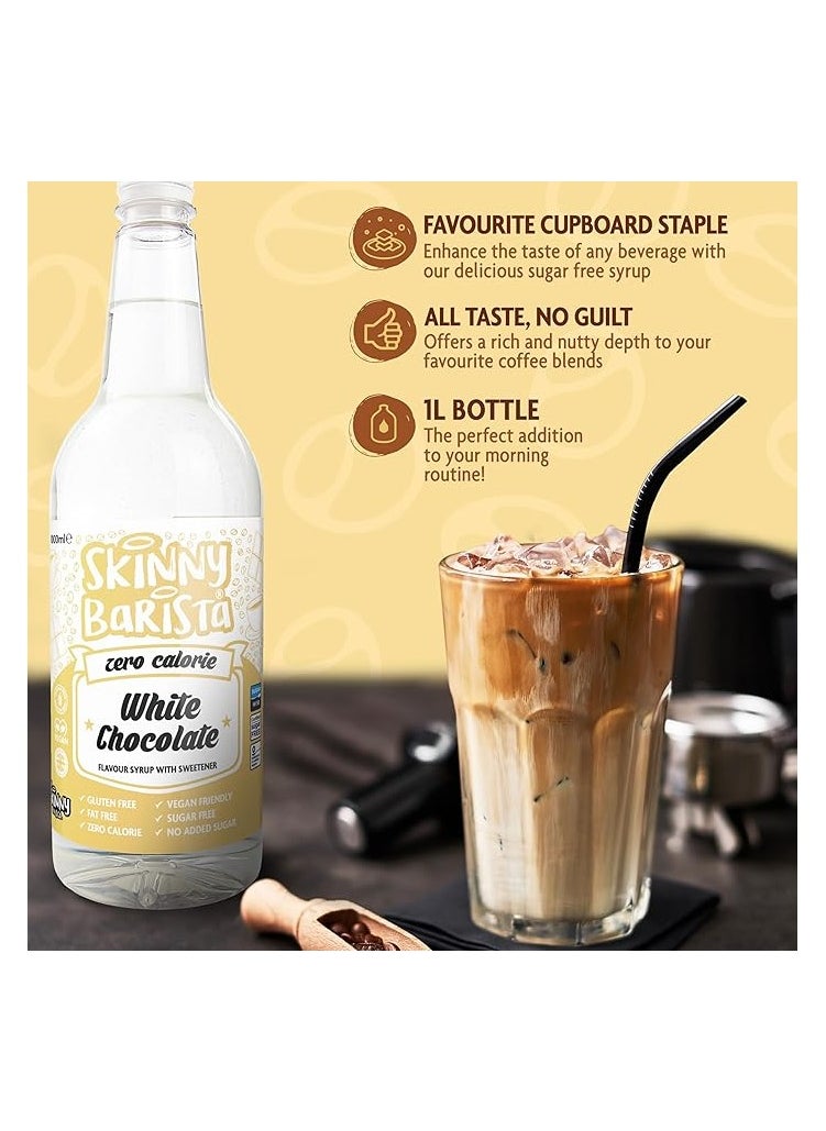 The Skinny Food Co. Coffee Syrup - Sugar Free  Zero Calorie Coffee Syrup For Coffee, Tea, Hot Chocolate, Fruit, Protein Drinks - Vegan-Friendly, Gluten-Free & Fat-Free White Chocolate 1L