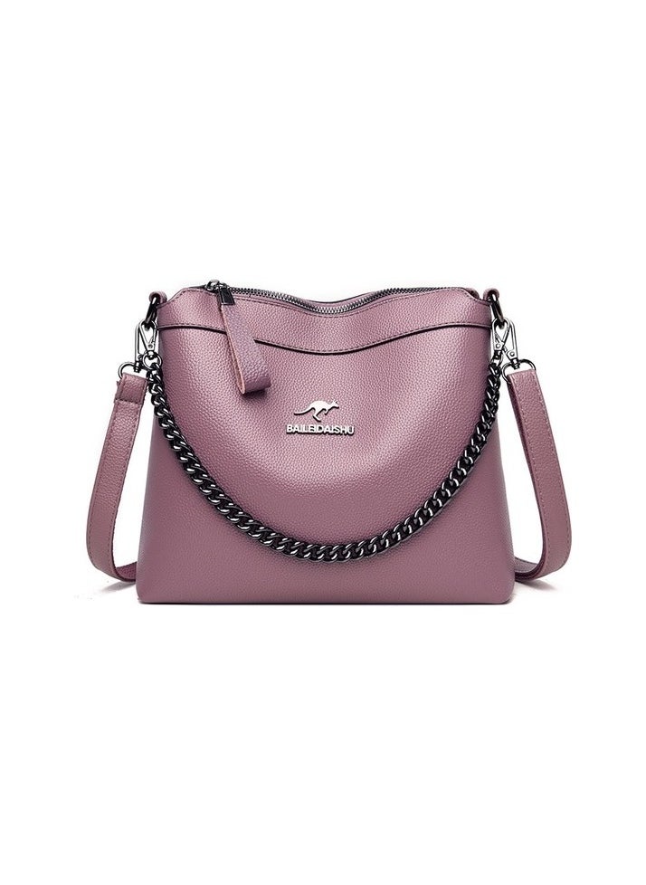 Female chain detailed postman bag - pink Colour:Pink