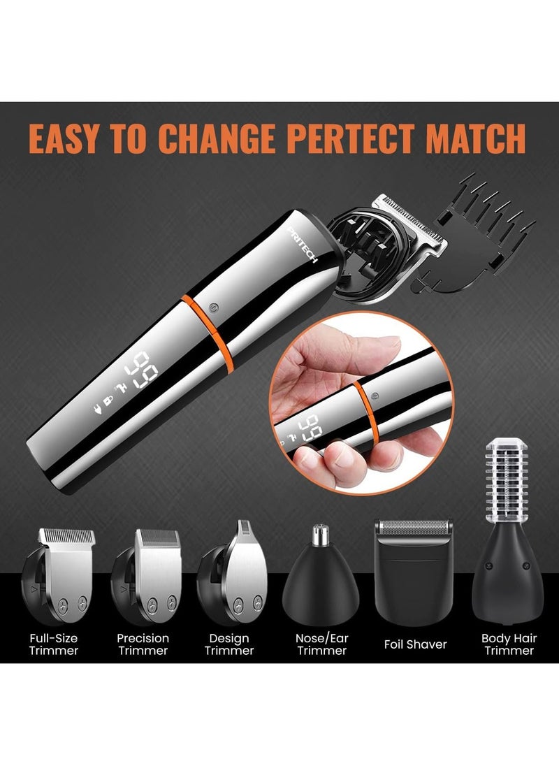 PRITECH Hair Clippers Beard Trimmer for Men Cordless Hair Trimmer Hair Cutting Groomer Kit USB Rechargeable 6 in 1