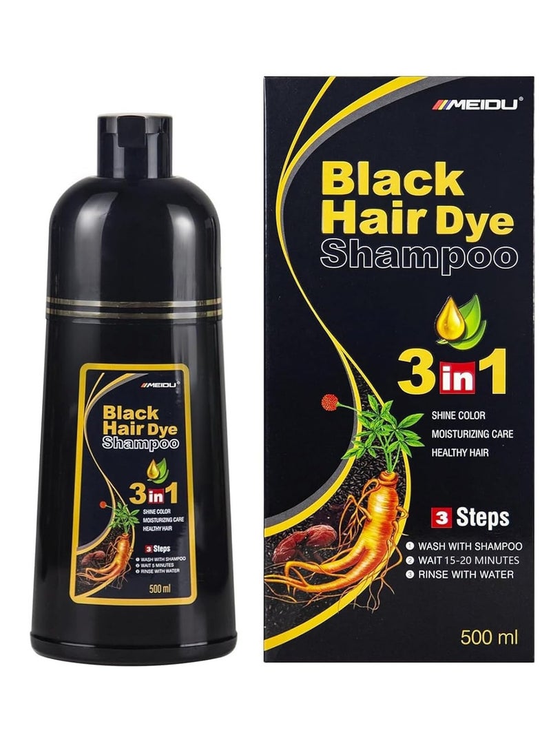 Ivnil Meidu Black Hair Dye Shampoo 3 in 1 for Gray Coverage Hair Color Shampoo for Women & Men Instant Herbal Natural Plant Hair Dye Shampoo Champu Para Canas Mujer