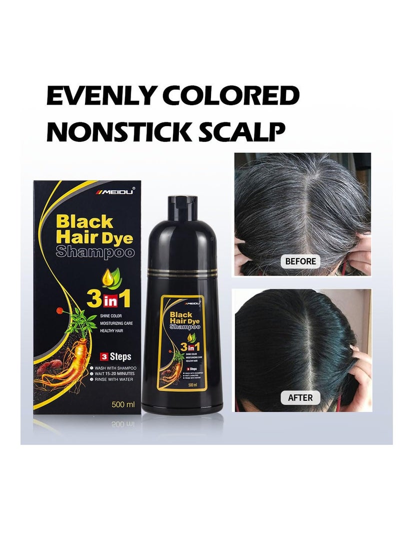 Ivnil Meidu Black Hair Dye Shampoo 3 in 1 for Gray Coverage Hair Color Shampoo for Women & Men Instant Herbal Natural Plant Hair Dye Shampoo Champu Para Canas Mujer