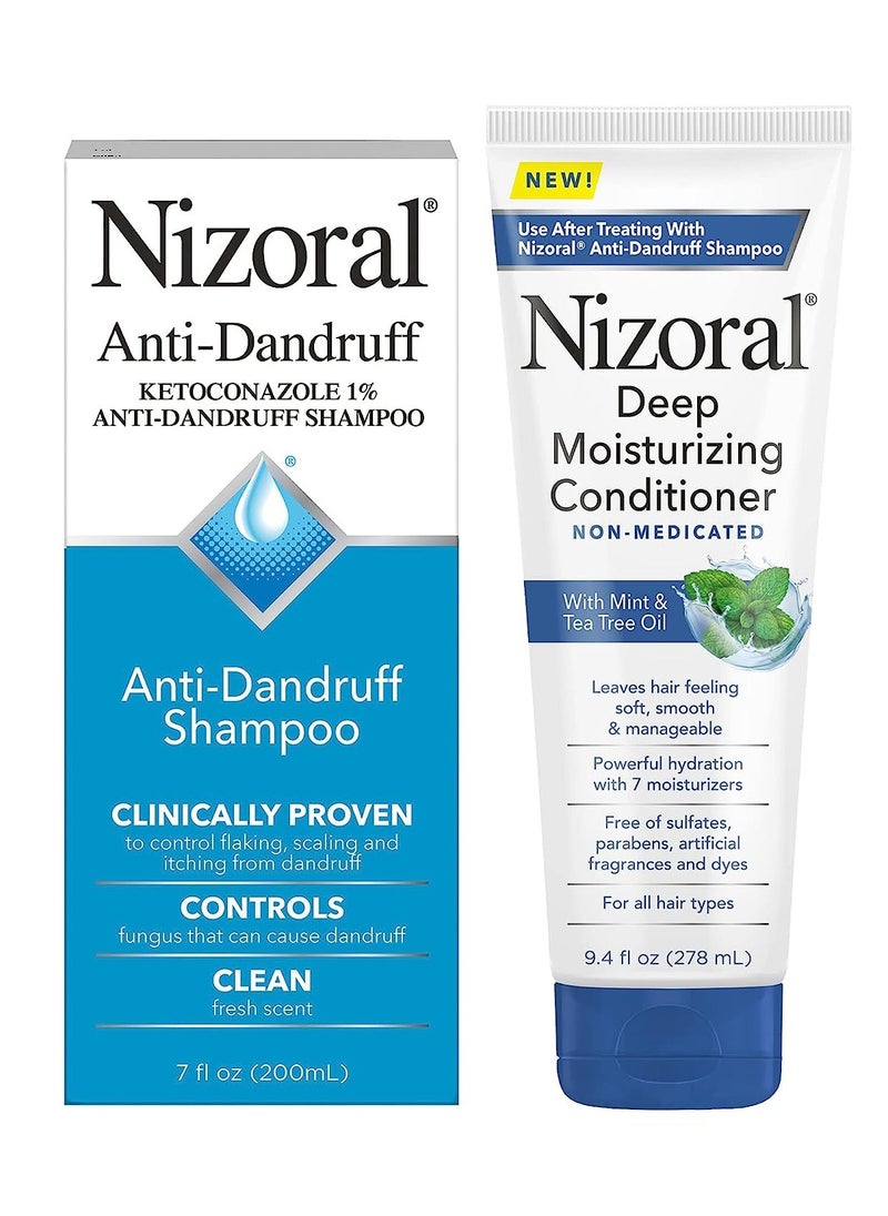 Nizoral Anti-Dandruff Shampoo, 7 Oz + Deep Moisturizing Conditioner, 9.4 Oz Bundle