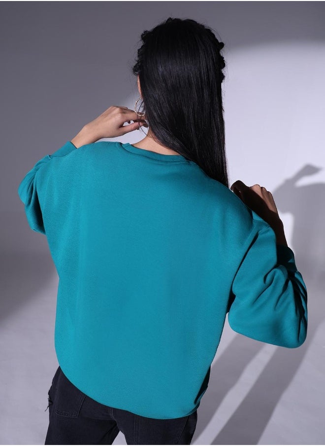 Women Green Sweatshirt