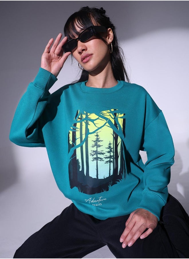 Women Green Sweatshirt