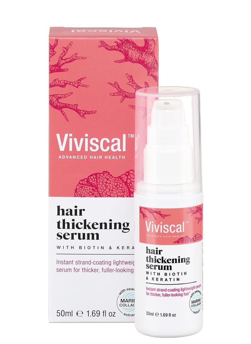 Viviscal Hair Thickening Serum, Instant Lightweight Hair Product, Leave-in Elixir for Thicker, Fuller Looking Hair, with Keratin & Biotin, 50ml (1.69 fl. oz.)