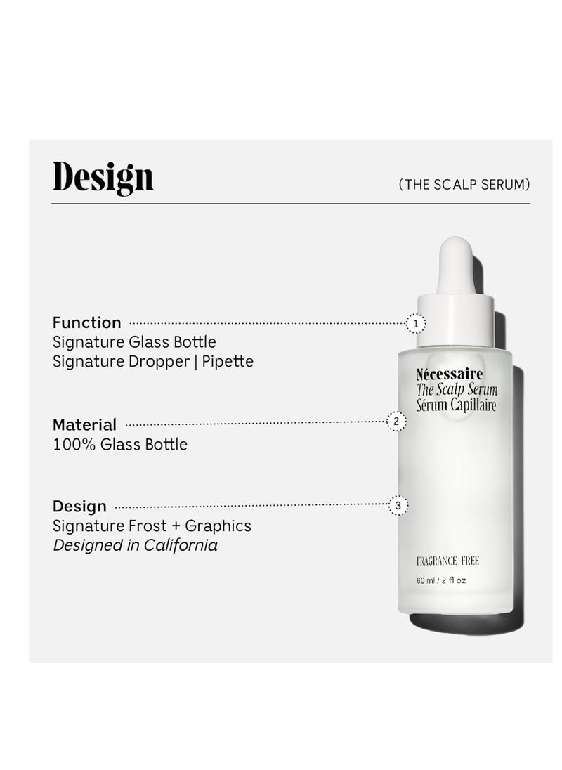 Nécessaire The Scalp Serum. 5% Capixyl™ + 1% Hyaluronic Acid For Fuller, Thicker, Healthier Hair. Fragrance-Free. Approved by the National Eczema Association. 2 fl oz