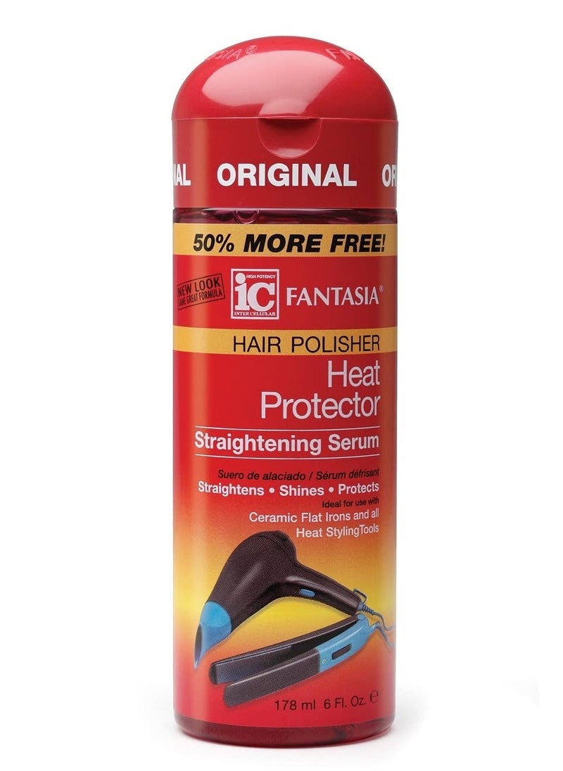 Fantasia High Potency IC Heat Protector Straightening Serum, Hair Polisher, 6 oz.