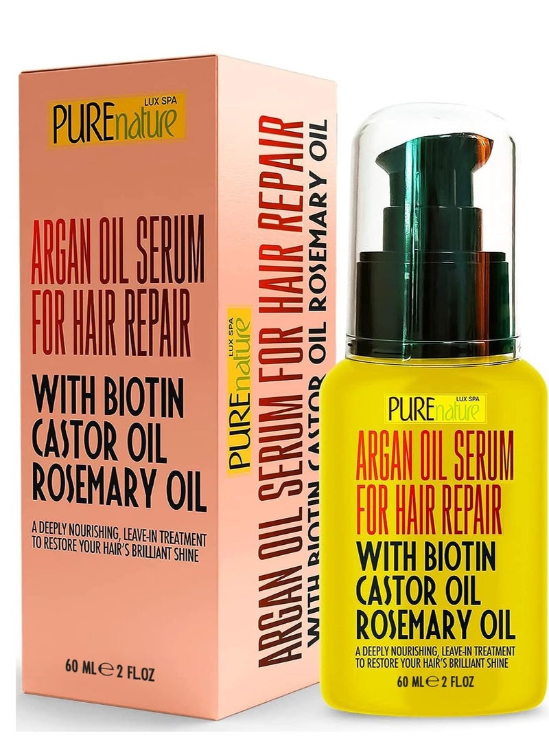 Moroccan Argan Oil Hair Serum - Rescue Frizzy and Damaged Locks - With Heat Protectant and Straightening Properties - Hydrating Anti Frizz Products For Curly and Straight Hair with Split Ends