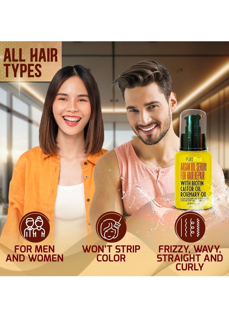 Moroccan Argan Oil Hair Serum - Rescue Frizzy and Damaged Locks - With Heat Protectant and Straightening Properties - Hydrating Anti Frizz Products For Curly and Straight Hair with Split Ends