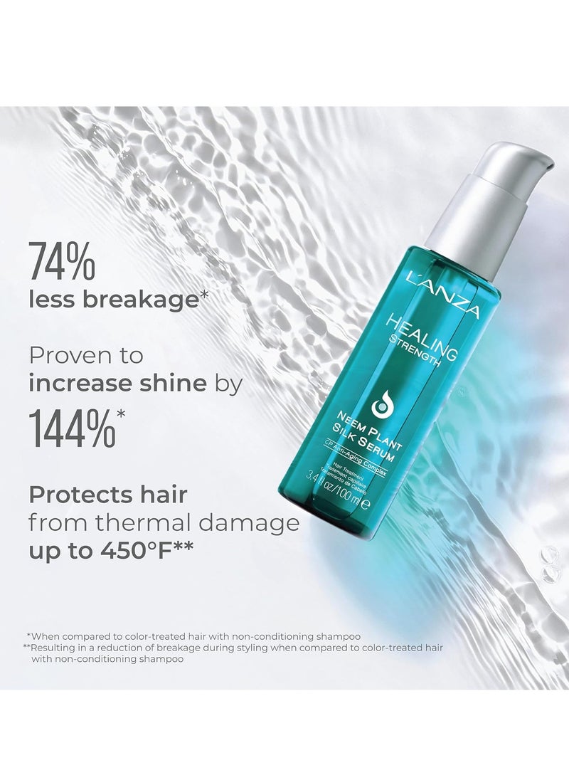 L'ANZA Healing Strength Neem Plant Silk Hair Serum, Neem Oil for Hair, Anti Frizz Damaged Hair Treatment, Nourishes and Boosts Hair Shine & Hair Repair with Hair Oil for Frizzy Hair (3.4 Fl Oz)