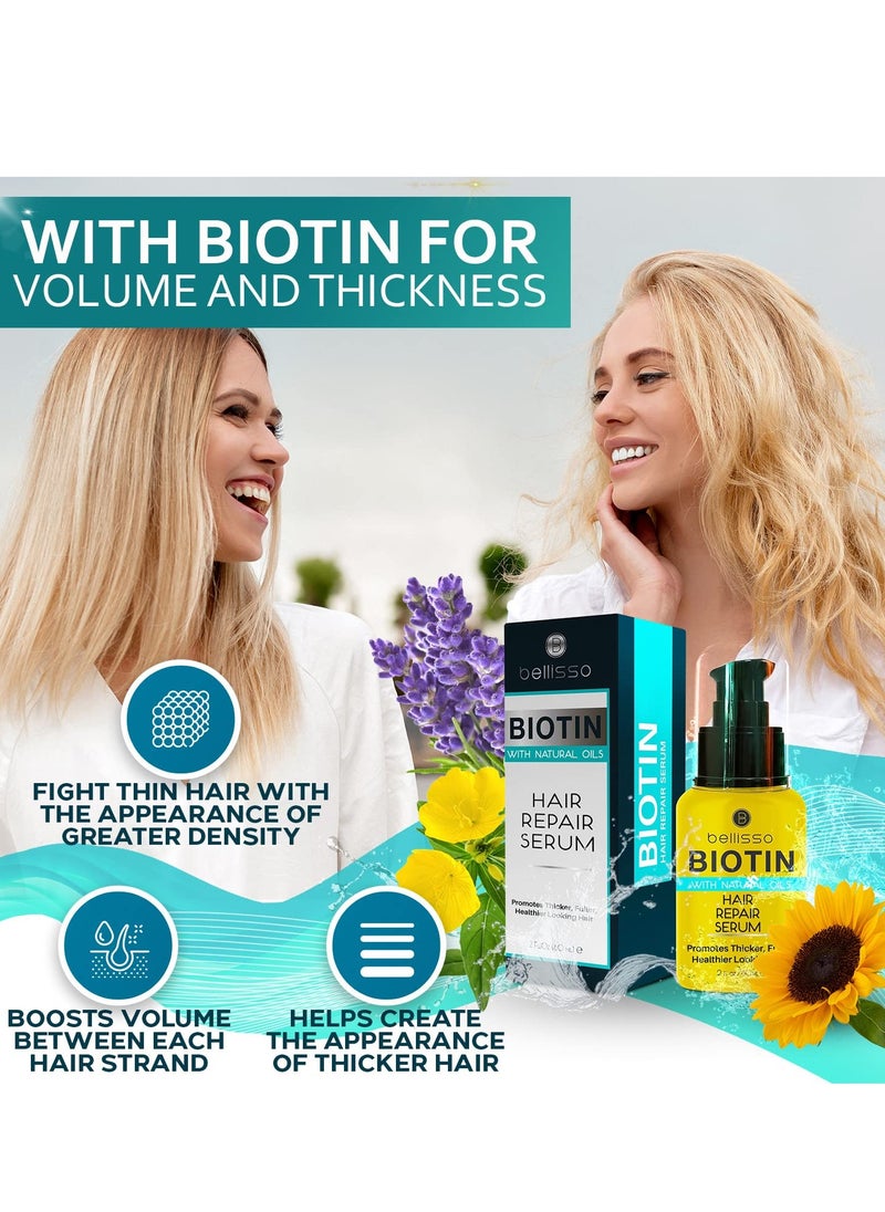 Biotin Hair Thickening Serum for Men and Women - Intense Strengthening Treatment Product with Natural Botanical Oil Blend to Help Boost Thin Hair - Repair Thinning Hair, Increase Volume and Shine