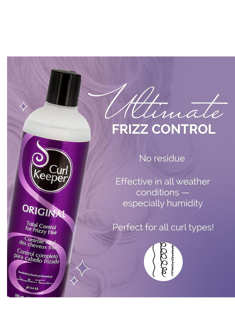 Original Curl Keeper Anti-Frizz Curl Defining Hair Styler (12 Oz) - Lightweight Curl Definer Liquid Gel for All Weather Conditions - Wavy & Curly Hair Products for Women (Cream Alternative)