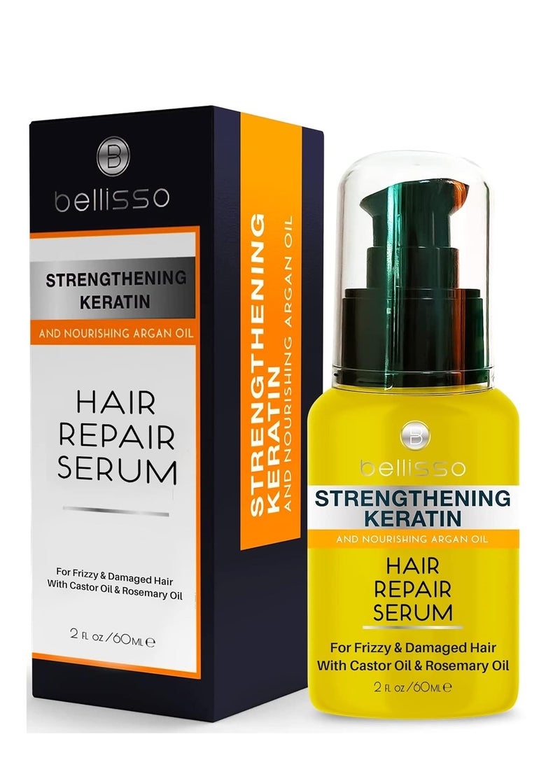 Keratin Hair Serum - Heat Protection Treatment and Anti Frizz Control - Protectant Oil and Straightener for Frizzy and Damaged Split Ends - Smoothing Products for Shine, Advanced Care for Women