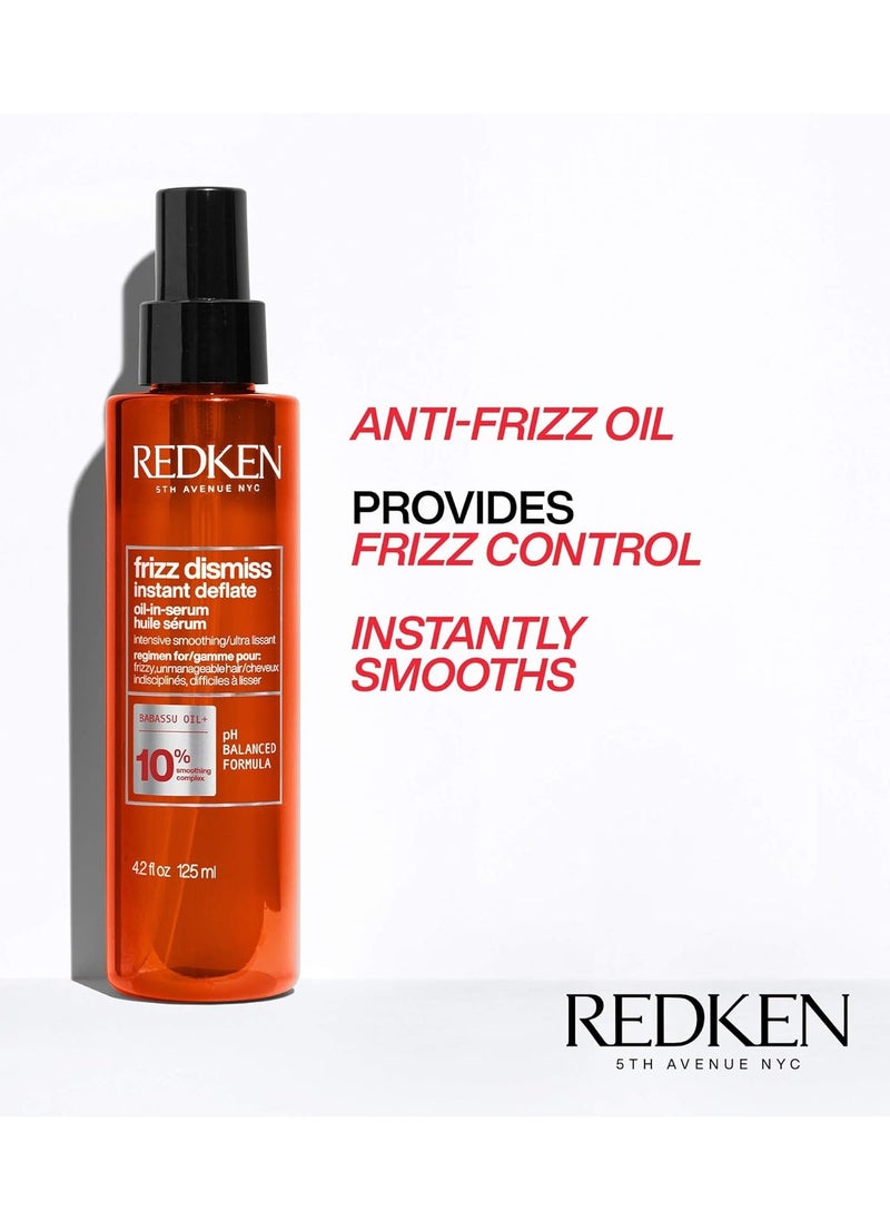 Redken Frizz Dismiss Instant Deflate Oil-In-Serum | Frizz Control Instantly Smooths | Anti Frizz for Shine | With Babassu Oil | Sulfate Free