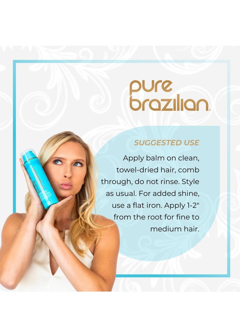 Pure Brazilian - Silk Smoothing Balm With Keratin, Hydrolyzed Silk & Coconut Oil, Anti-Frizz, Nourishing and Strengthening Formula for Silky Smooth Hair, Salon-Quality Treatment, (6.78 Oz)